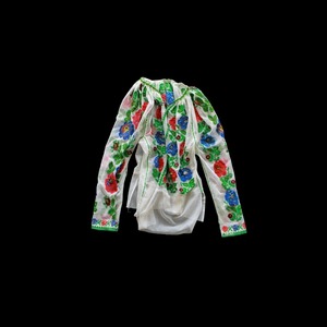 1960s Romanian Embroidery Tulle Beas-work Smog Blouse