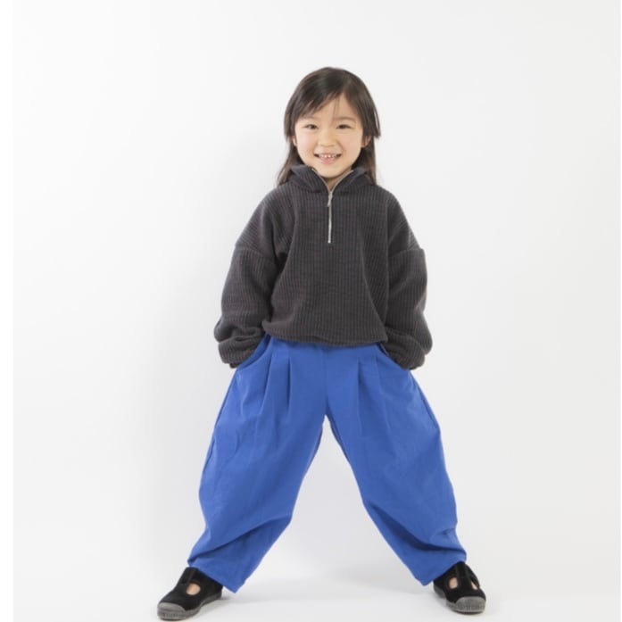 25AW】mimi poupons(ミミプポン)ツータックパンツ BLUE(8y/10y