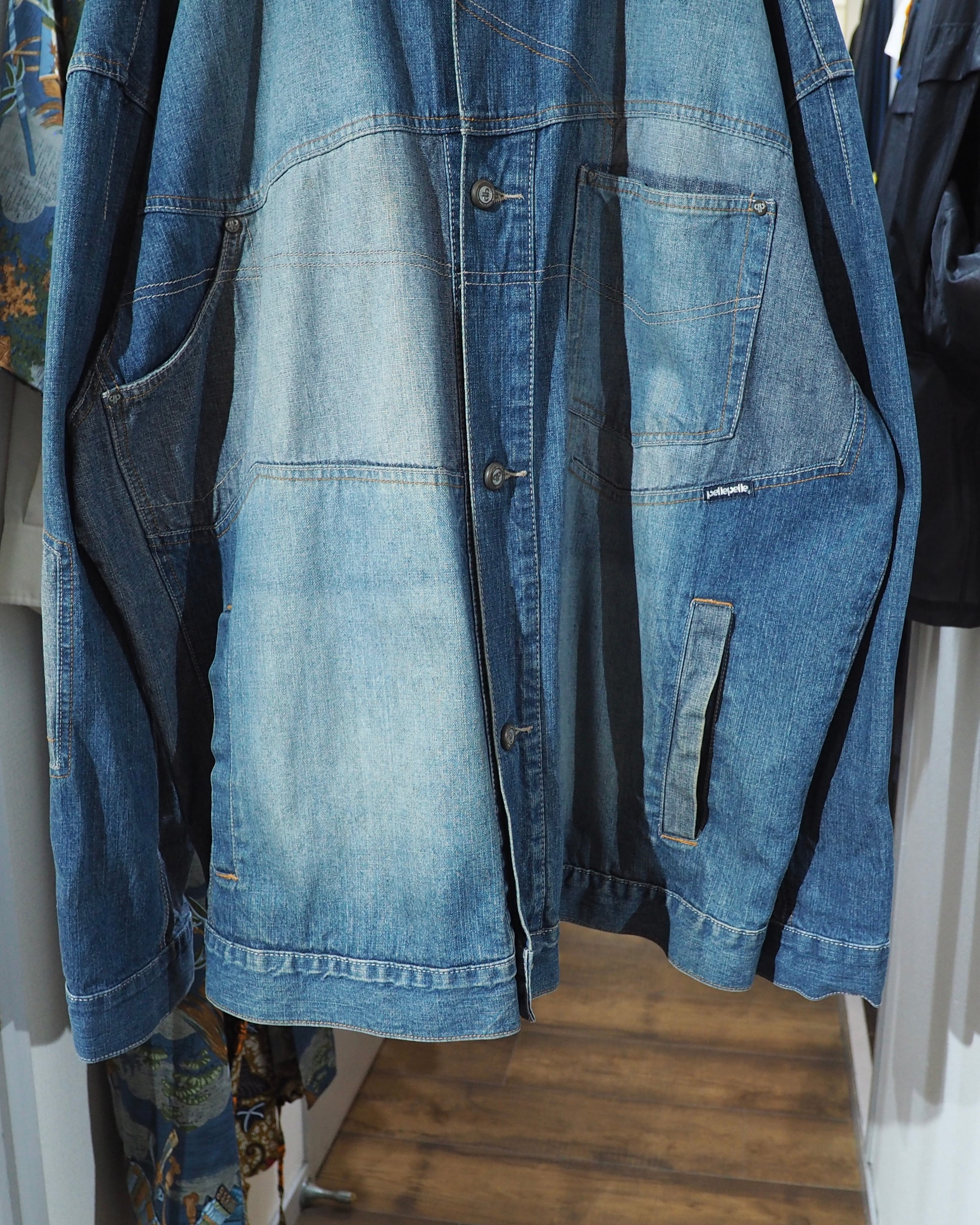 1990s " pellepelle " Special Rebuiling Over silhouette vintage Denim jacket