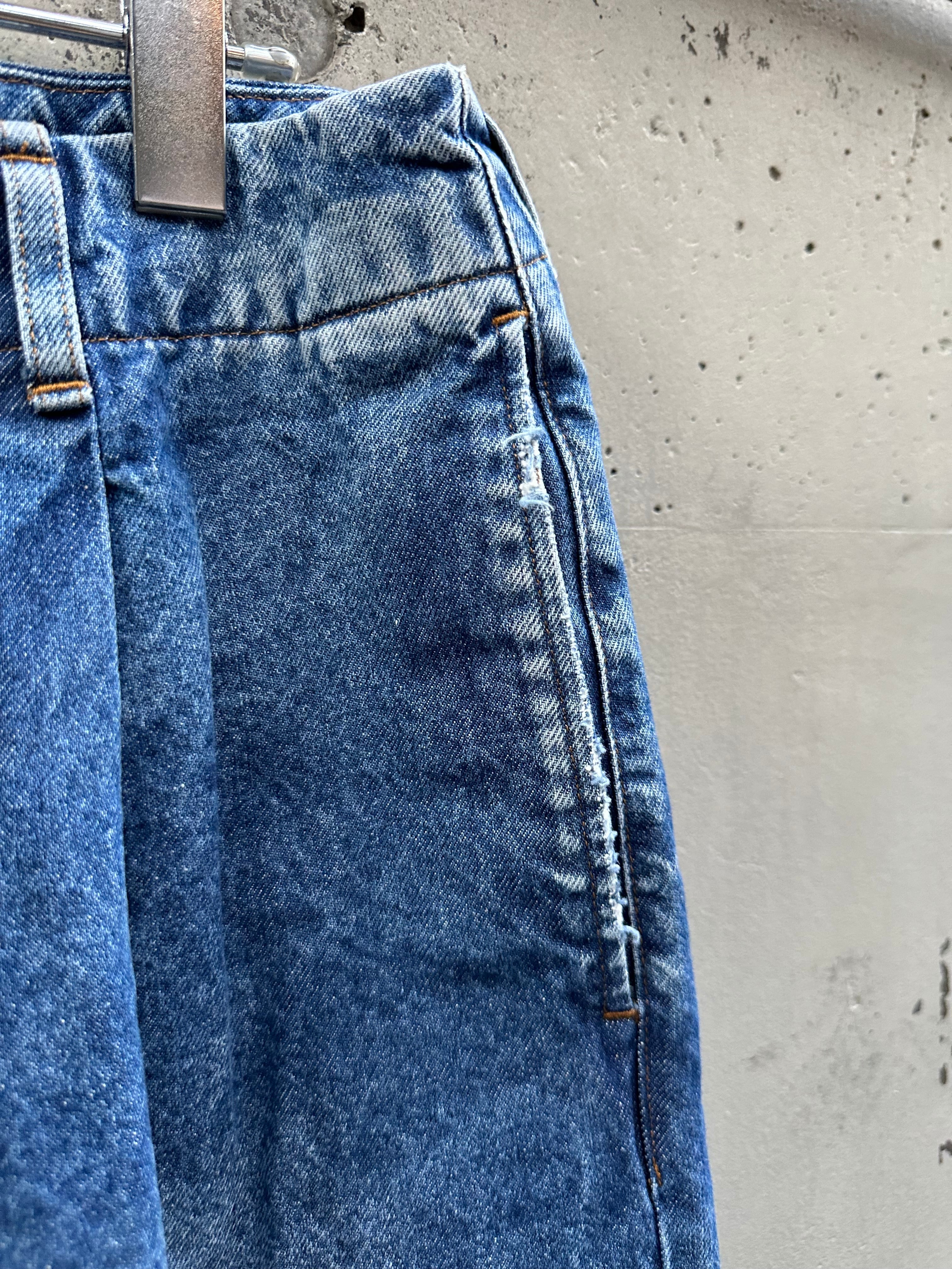 my beautiful landlet』 RIPPED DENIM TUCK WIDE PANTS / BLUE my beautiful landlet』 RIPPED DENIM TUCK WIDE PANTS / BLUE