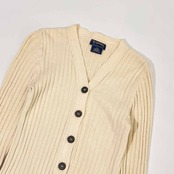 USA製 Co•operative リブ編み 長袖 ニット カーディガン S/M/アイボリー レディース