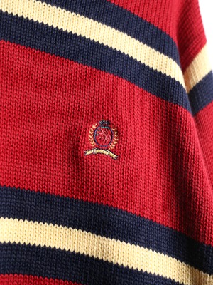 "TOMMY HILFIGER" good coloring border cotton knit