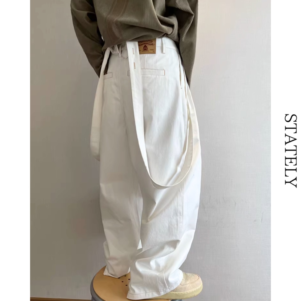 ホワイトワイドデニム Wide Tuck Pants_B114・画像7