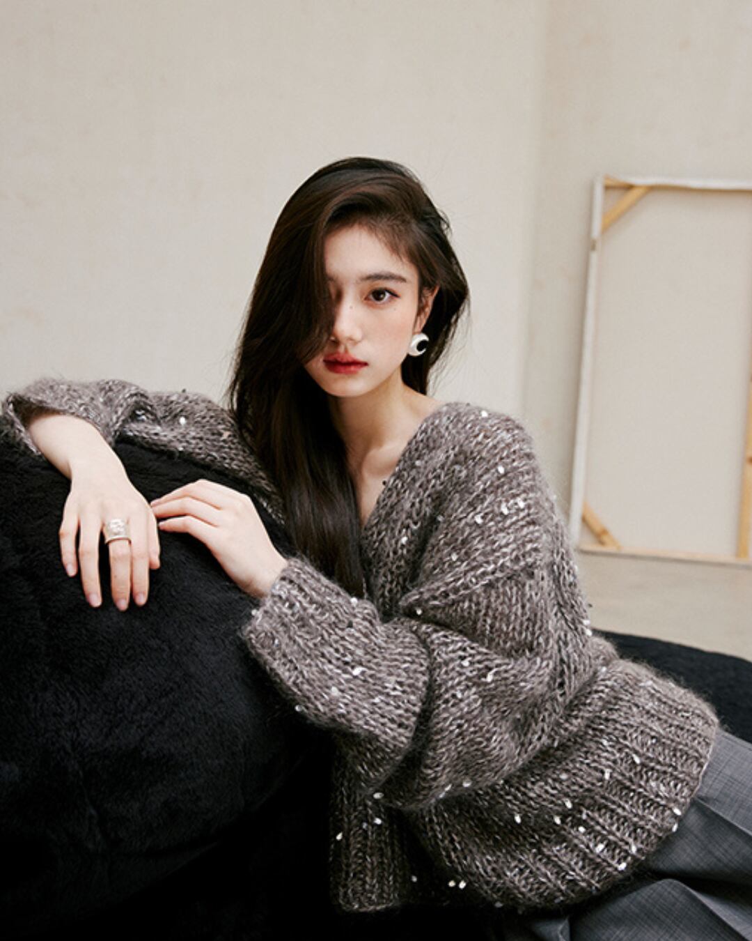 スパンコールワイドニット A24376