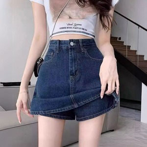 デニム スカパン レディース 韓国 スカートパンツ ハイウエスト キュロット 大人 カジュアル おしゃれ かわいい 短パン ミニスカート 大人可愛い 大人女子 [LS-CFP026]
