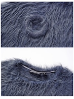 gushpsychic Hole Design Long Mink Hair Crewneck Sweater