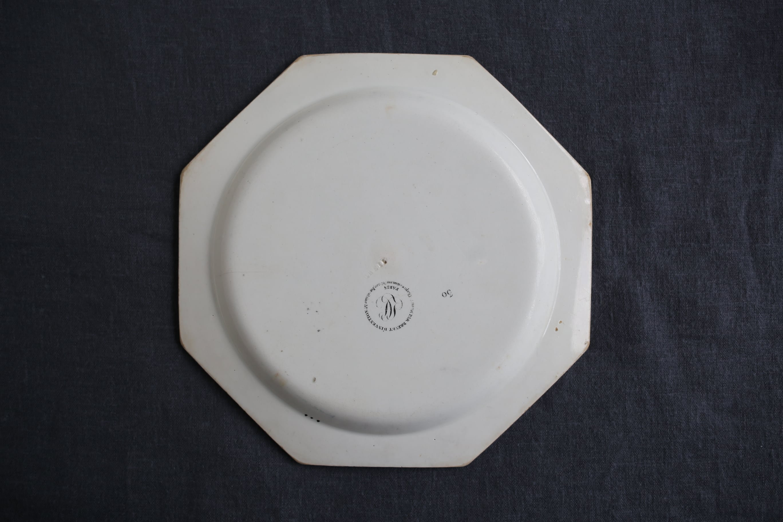 フランス アンティーク Creil クレイユ オクトゴナル 絵皿 N-02712