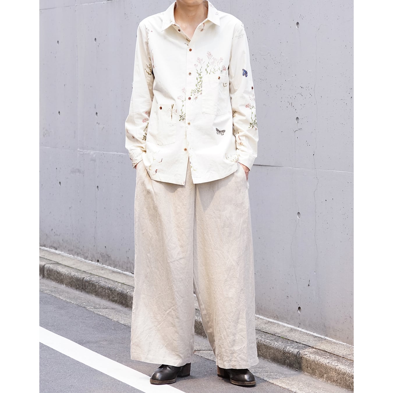 AleksandrManamis カットオフリネンシャツ　アレクサンダーマナミス Aleksandr Manamis] (アレクサンダーマナミス) 1261288 JARDIN D'ÉTÉ