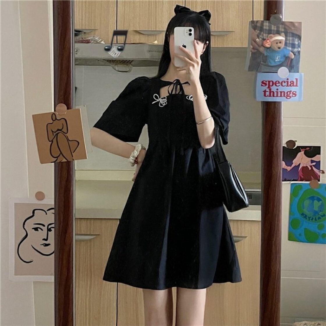 夏服ハイウェストウェストミニ ワンピースワンピースブラック 大人 