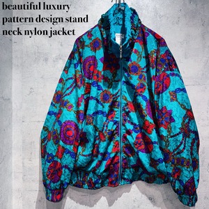 beautiful luxury pattern design stand neck nylon jacket