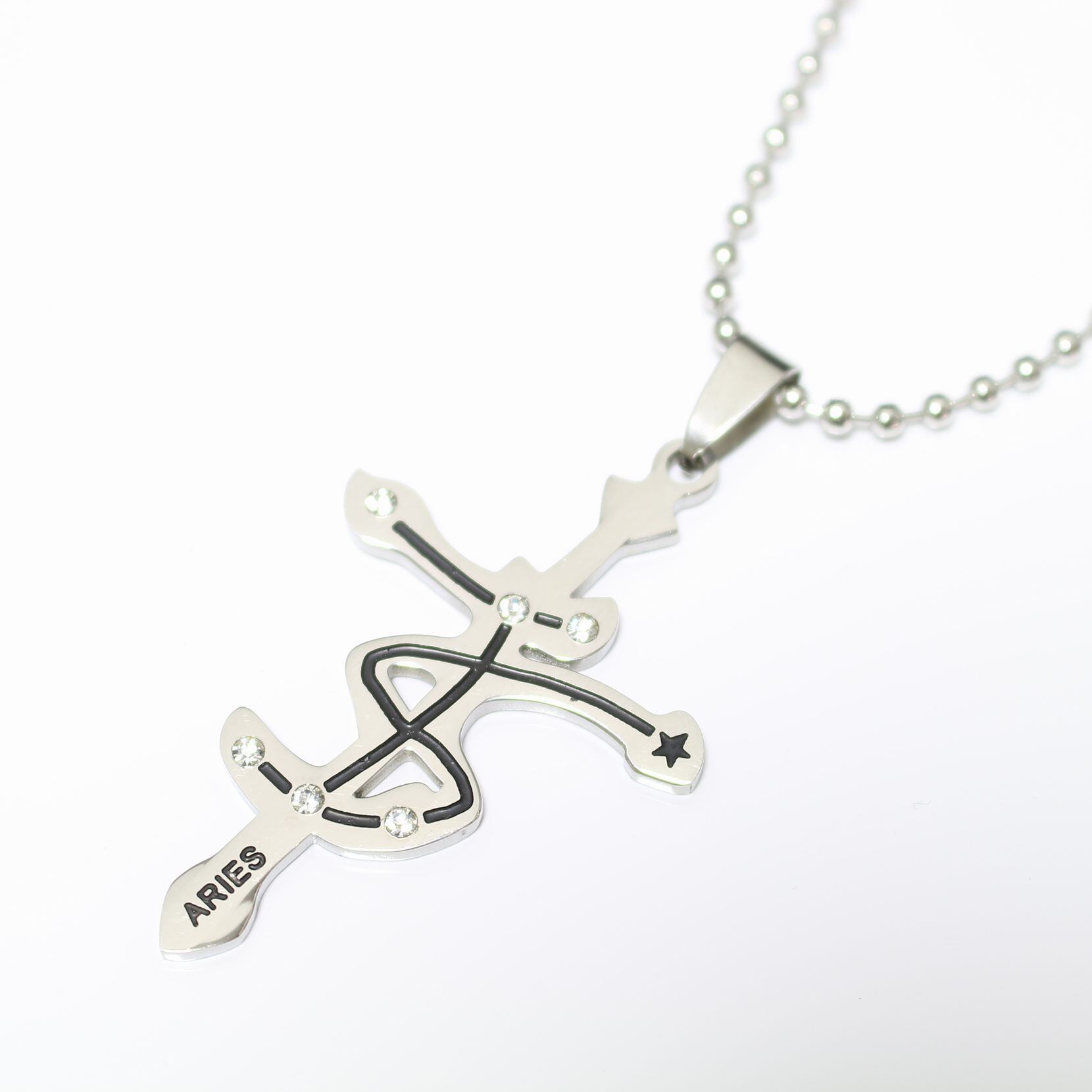 ステンレス 星座型プレートペンダント(牡羊座) ※チェーン付き