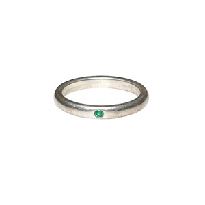 TIFFANY silver stacking band ring set with emerald designed by Elsa Peretti