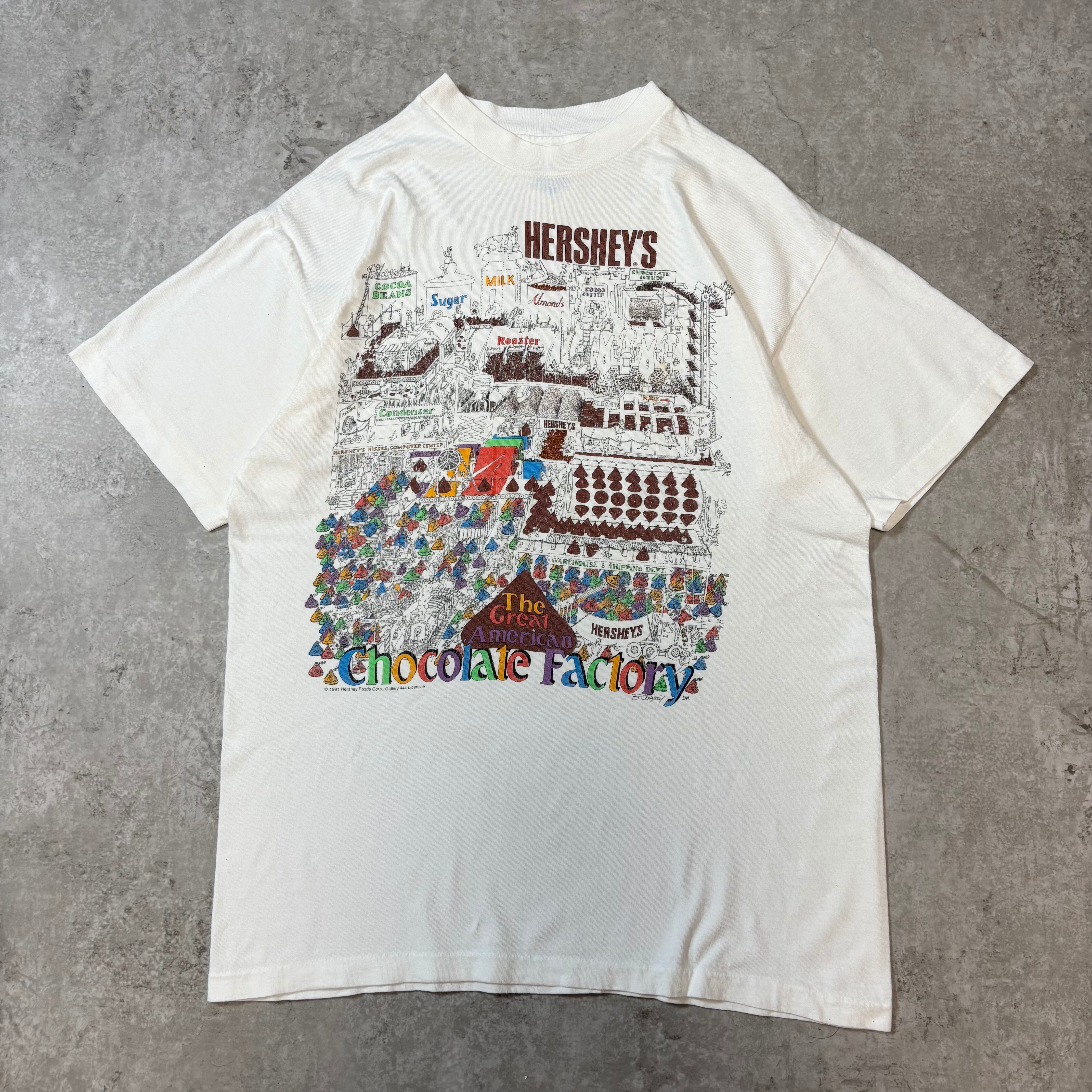 1991s "HERSHEY'S" S/S T-shirt "チョコレート工場" / 1991年 ハーシーズ 半袖 Tシャツ ホワイト 白 Mサイズ アメリカ製