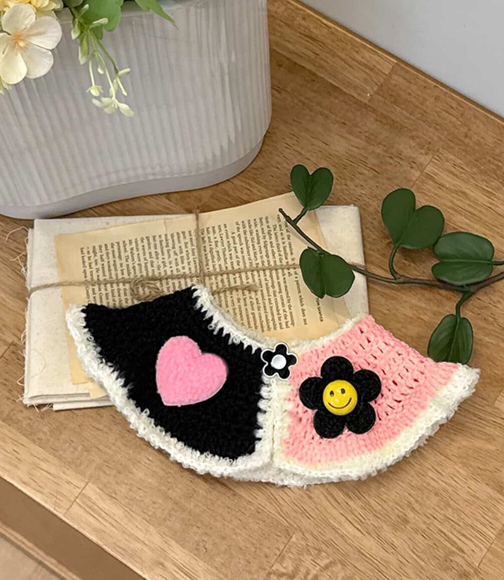 予約【Bam’studio】Wool Smile Flower Heart Cape (pink)