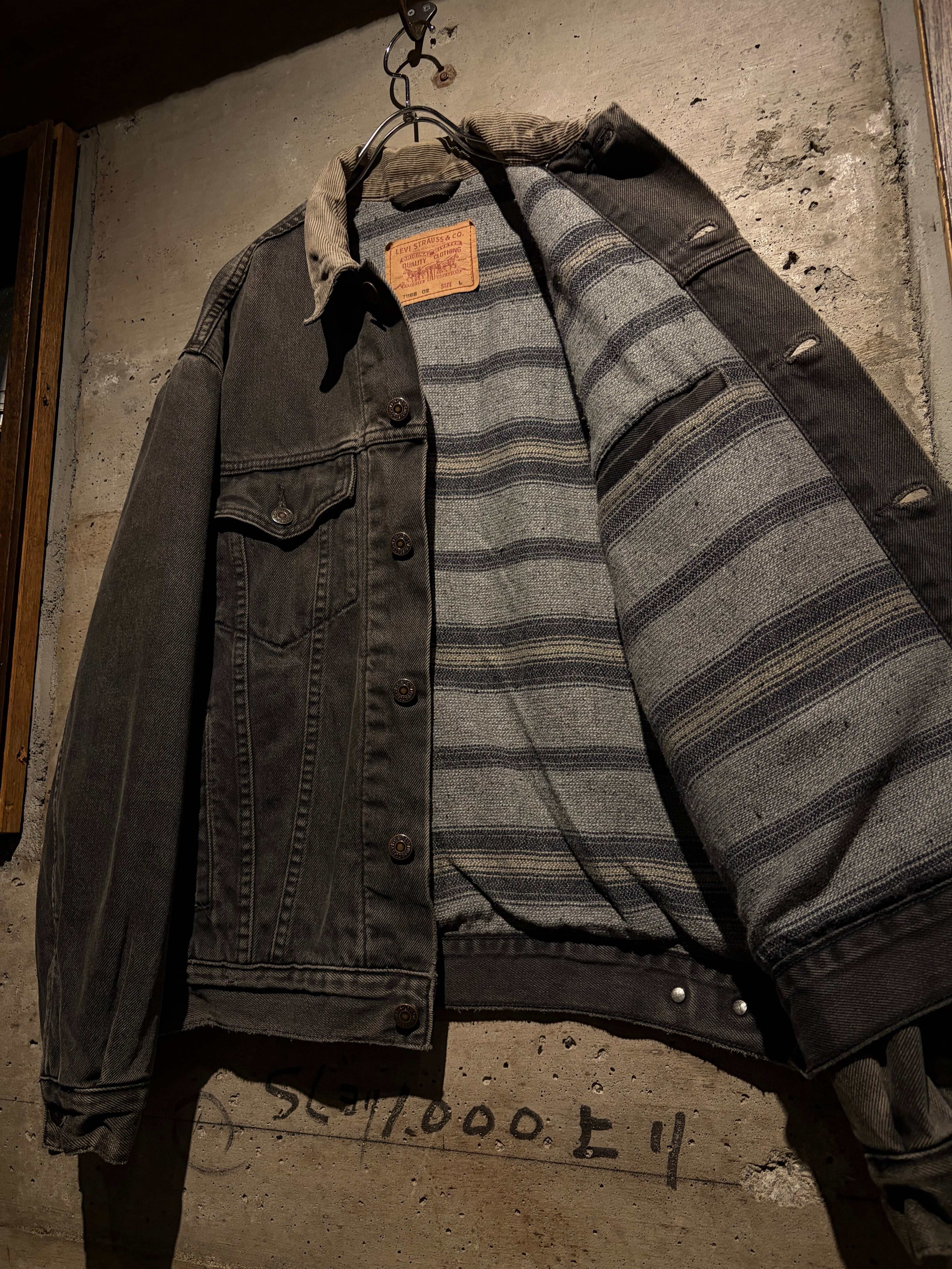 Caka】90's “Levi's” “71168” Vintage Blanket Lined Black Denim
