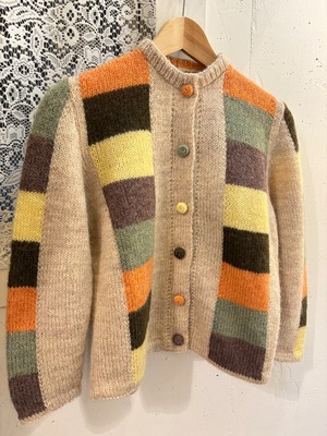 60’s green × orange × yellow mohair cardigan
