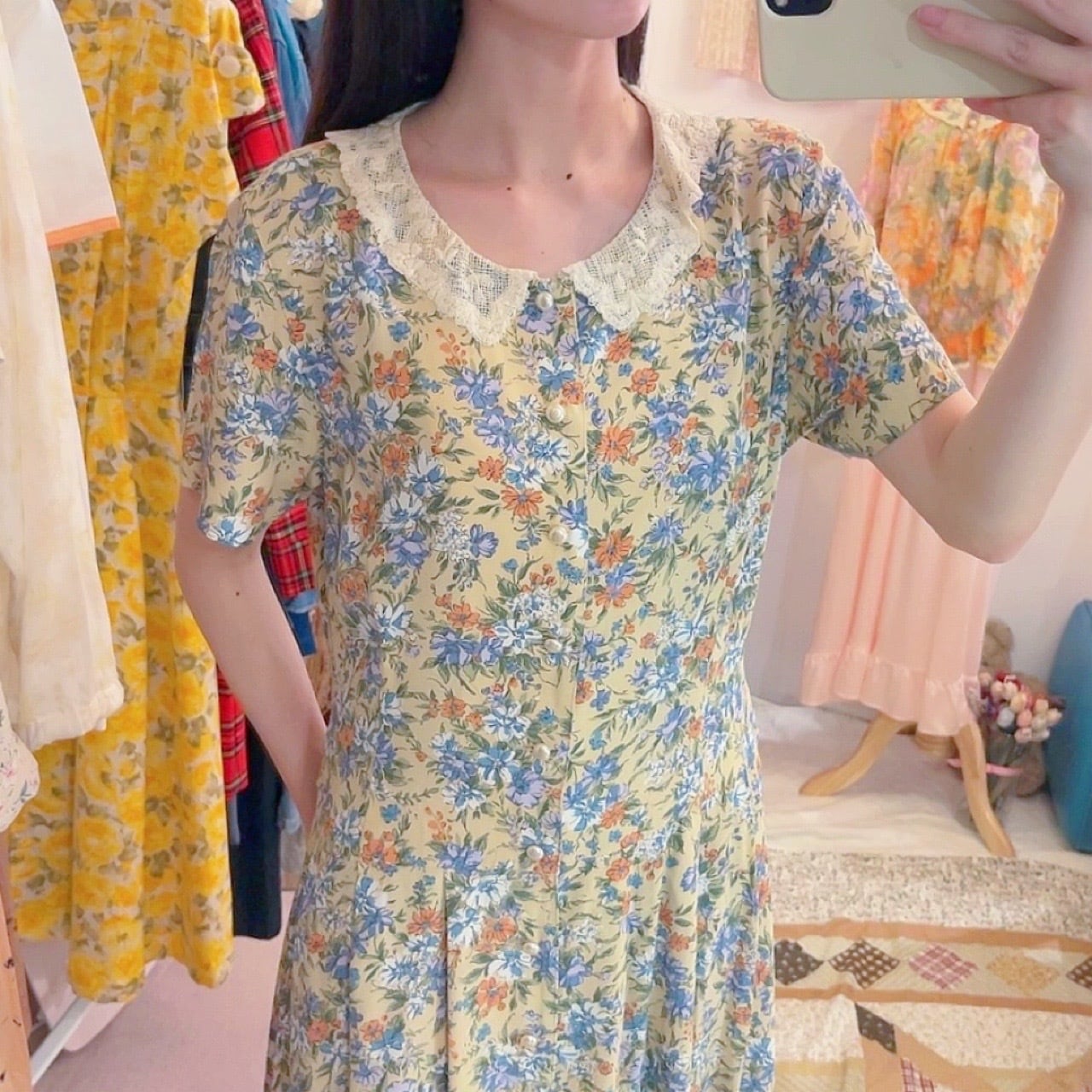KEITH / lace collar flower one-piece