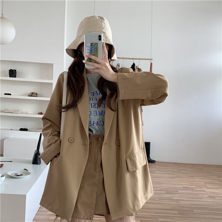 ラペルブレザー女性の2020年初秋新しい英国スタイルのルーズドレープ小さな気質の薄いスーツ クレセントシティ88610885527