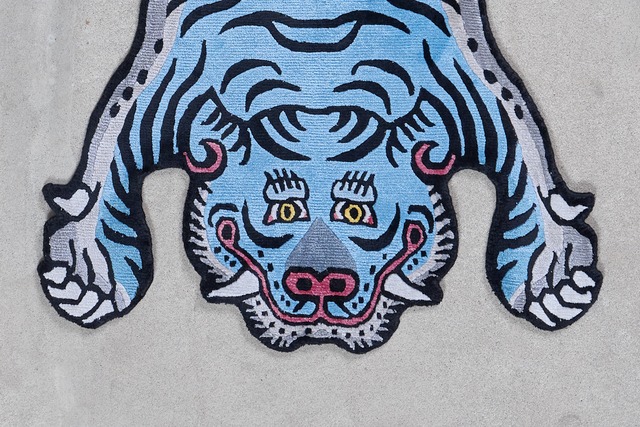 Tibetan Tiger Rug 《Sサイズ•シルク・オリジナル1•ブルー472》チベタンタイガーラグ