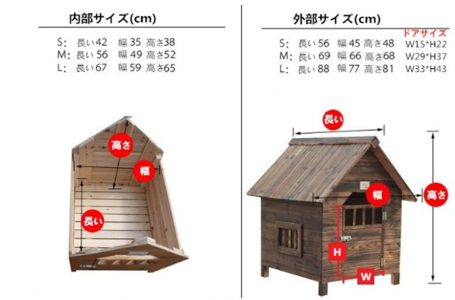 Lサイズ 天然木製 犬小屋 本格的 犬小屋 お屋根 取り外し お掃除