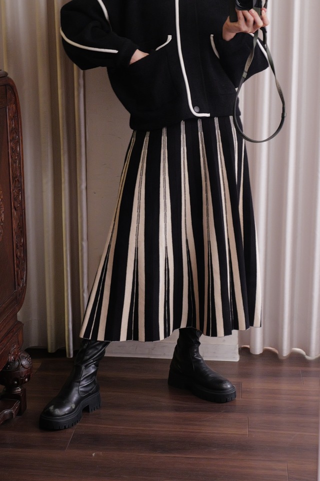 knit pleats skirt black