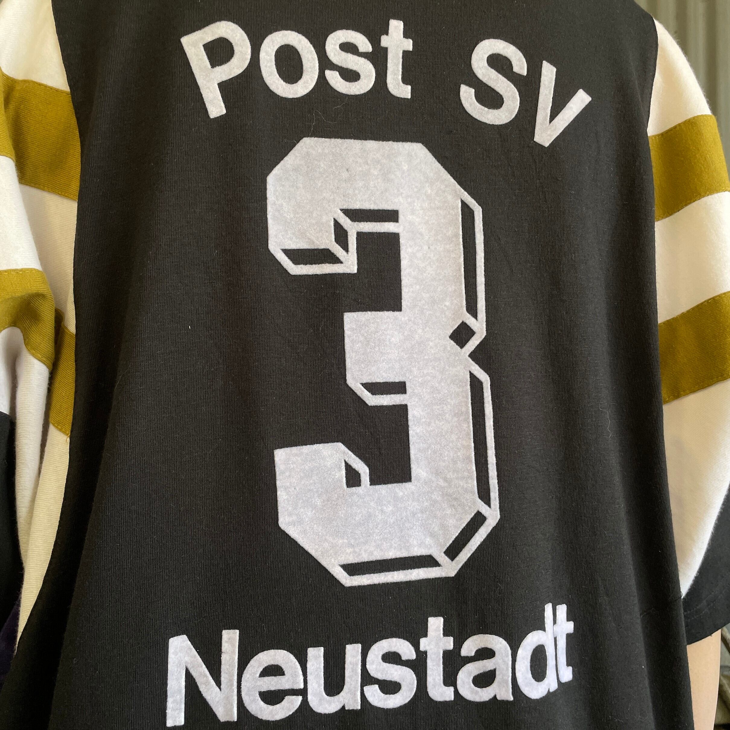 80年代 adidas アディダス 切替 サッカー フロッキープリントTシャツ