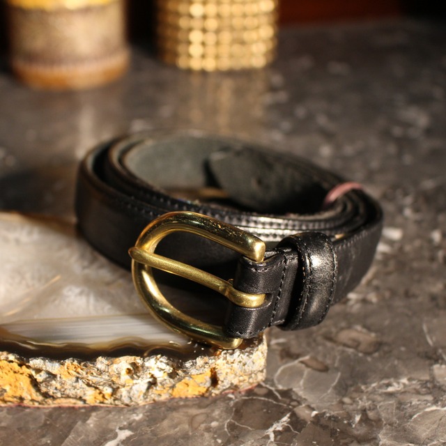 USA VINTAGE BUCKLE DESIGN LEATHER BELT/アメリカ古着バックル 