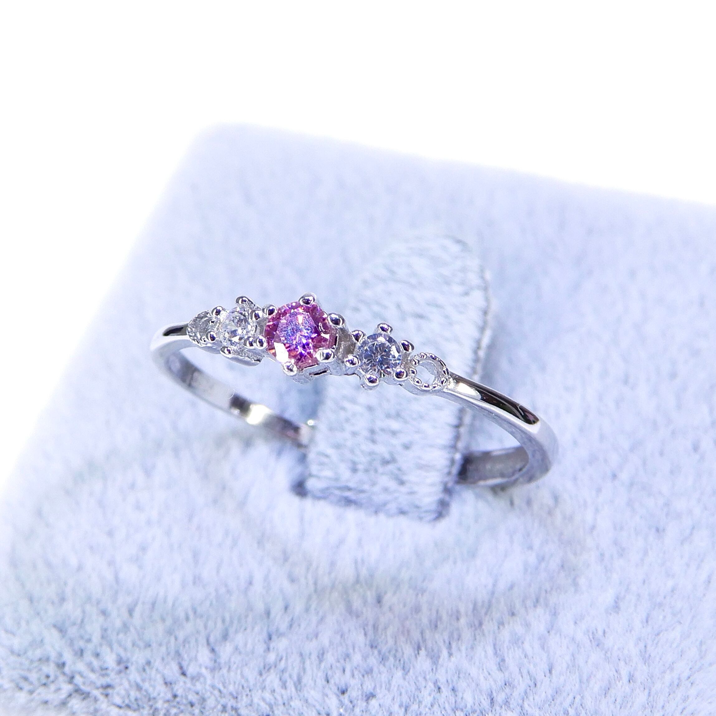 プラいちRing♦︎モアサナイト(ピンク)♦︎WGカラー《0119》