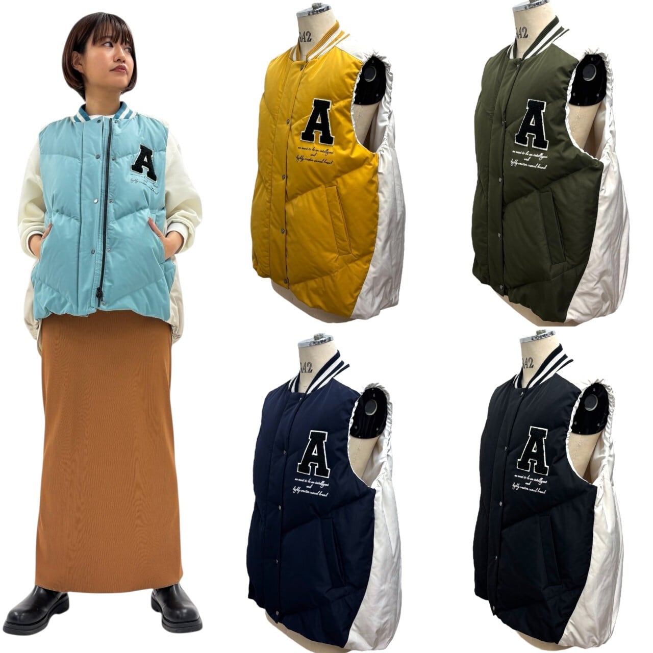 SALE【ayane】スタジャンダウンベスト 855702 アヤン | red earth