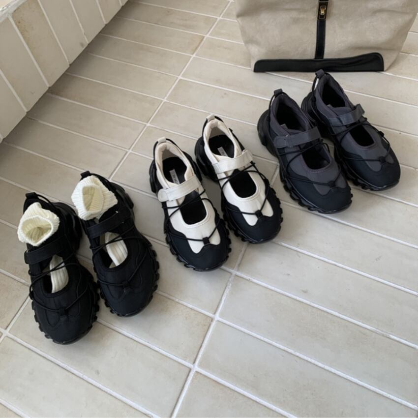 chunky sole velcro strap shoes L0568