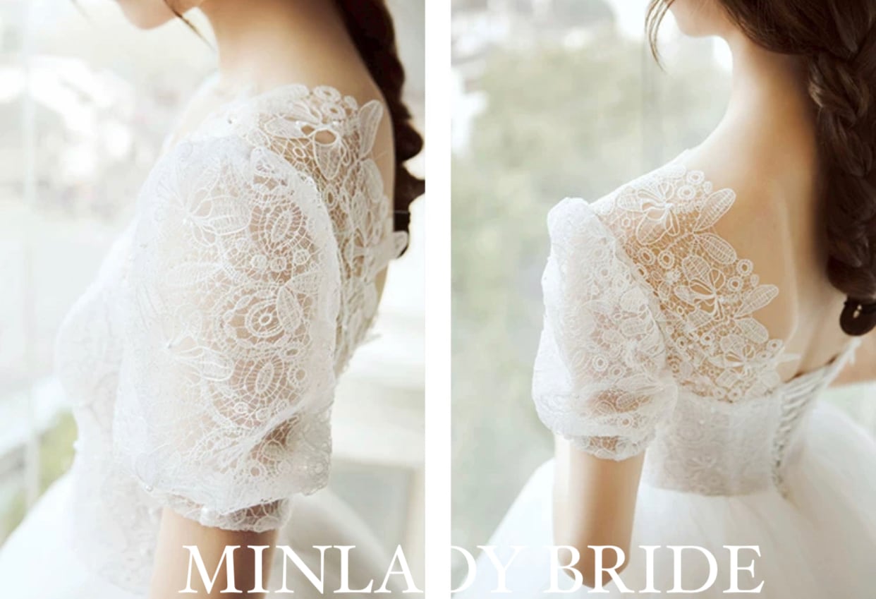 パフスリーブ ヴィンテージ ウェディングドレス | MINLADY BRIDE