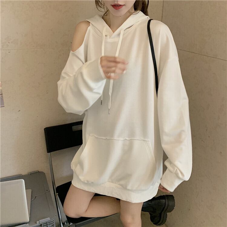 フーデッドセーターレディース2020年初秋新作ルーズポケットオフショルダーデザイン学生向けカジュアルカジュアル長袖シャツ クレセントシティ4286397449