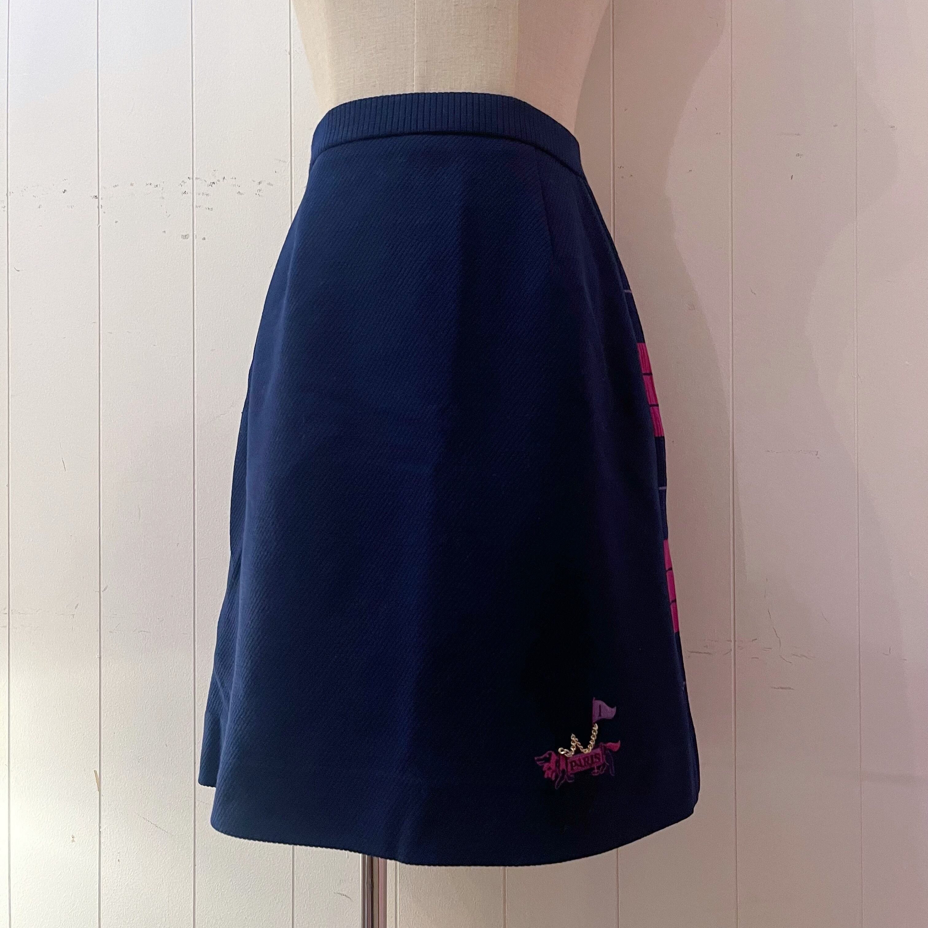 navy ride rib mini skirt