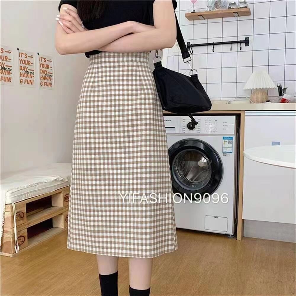 ブロックチェック　タイトスカート　AJ11352-5803