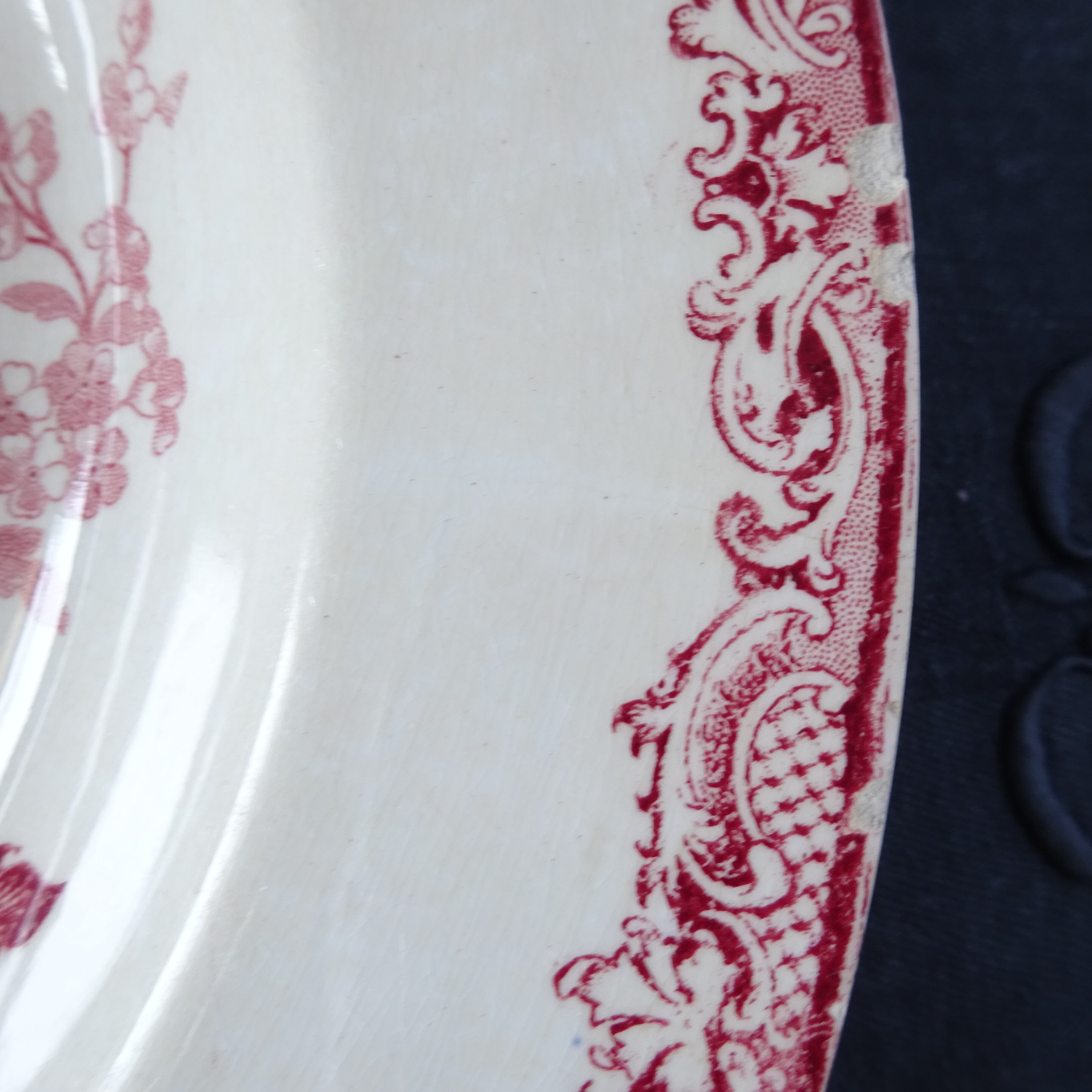 【 Épuisé 】【金継ぎ用】Sarreguemines*modèle《FONTANGES》assiette creuse pour Kintsugi (F)