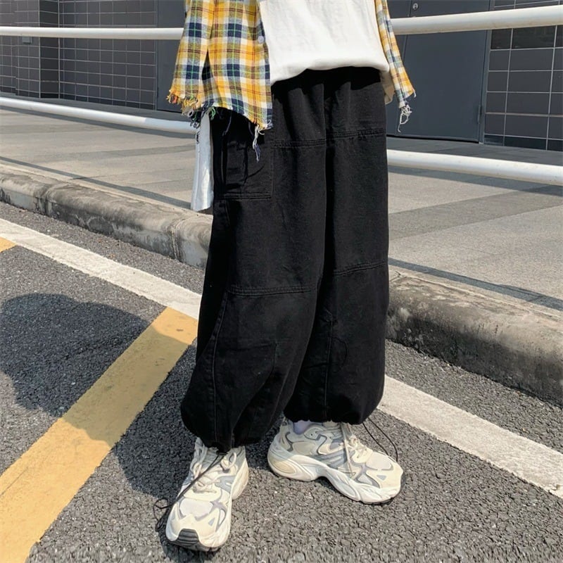 ワイドパンツ メンズ スラックス ゆったり 無地 韓国ファッション カジュアル イージーパンツ お買得