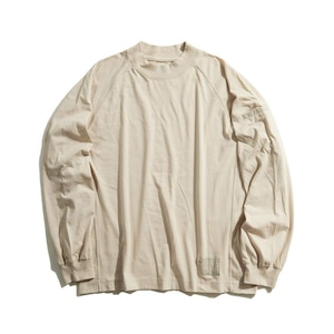 PIPING PK MOCK NECK L/S TEE / モックネックロングスリーブT (BEIGE)