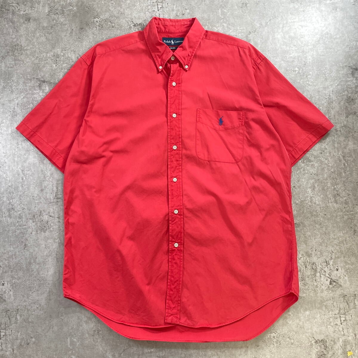 Ralph Lauren purple label赤 半袖シャツ 90年代 Ralph Lauren ラルフローレン BLAKE 半袖シャツ メンズXL相当
