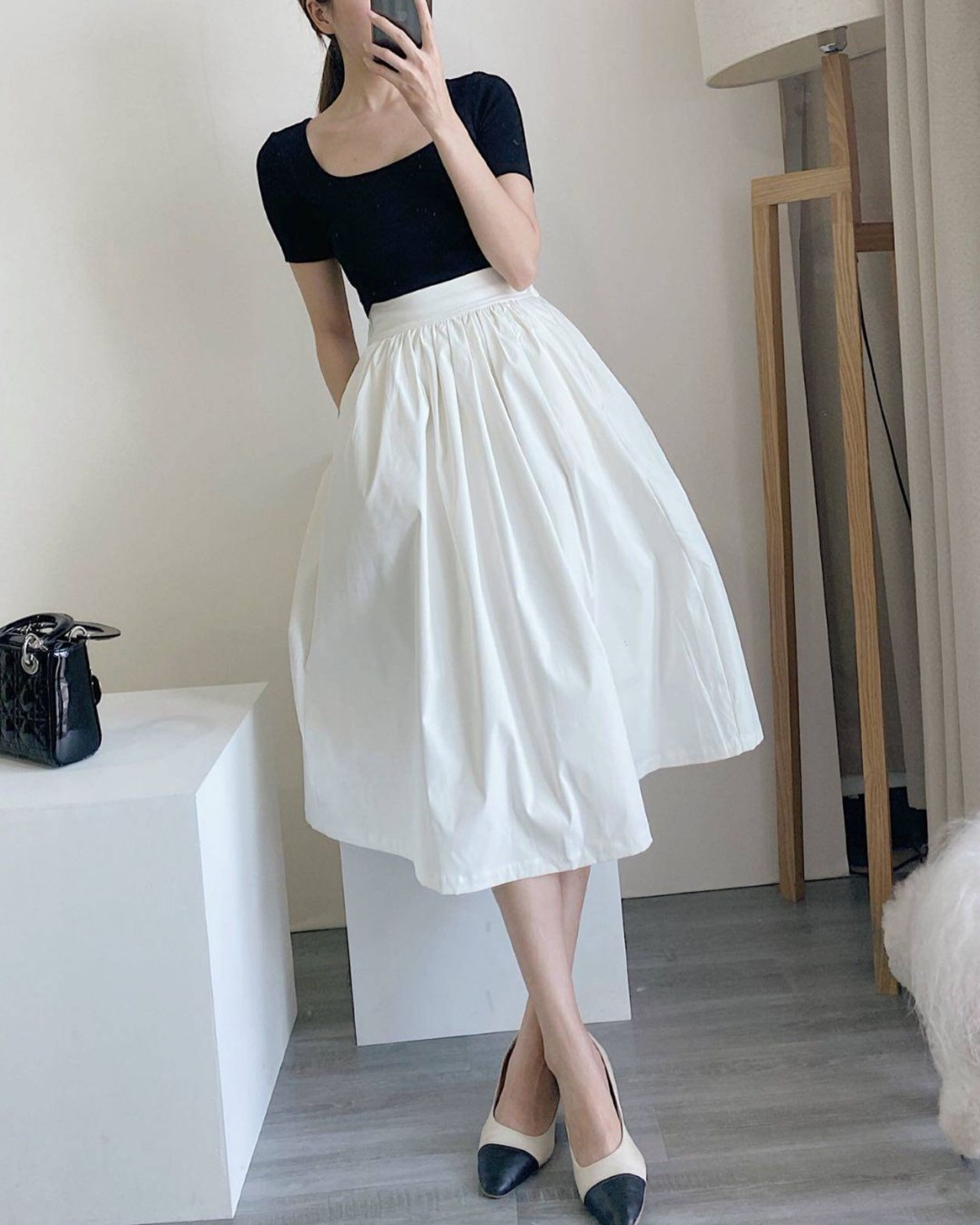ハイウエスト ボリュームAラインフレアスカート 3color A0884 - 3