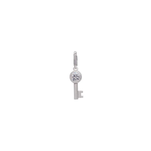 Pt900/K18WG diamond key charm