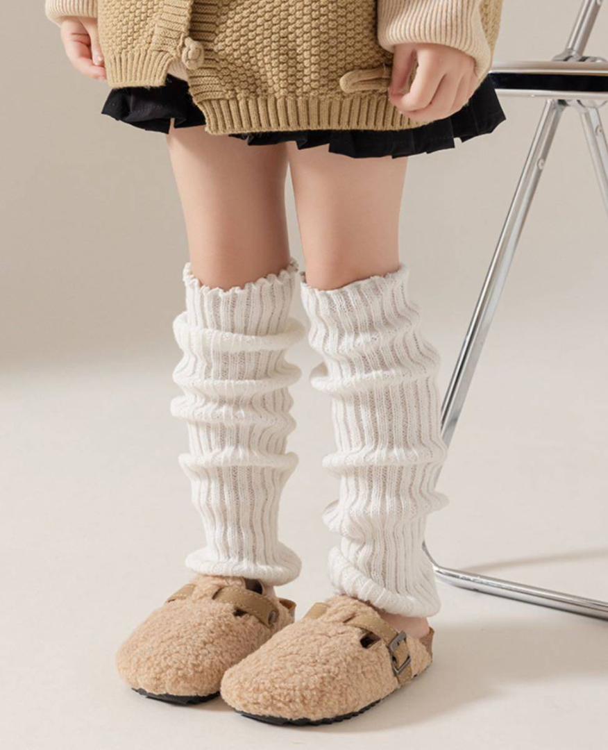 ルーズソックス風 ホワイト レッグウォーマー 2way 白 23-25cm