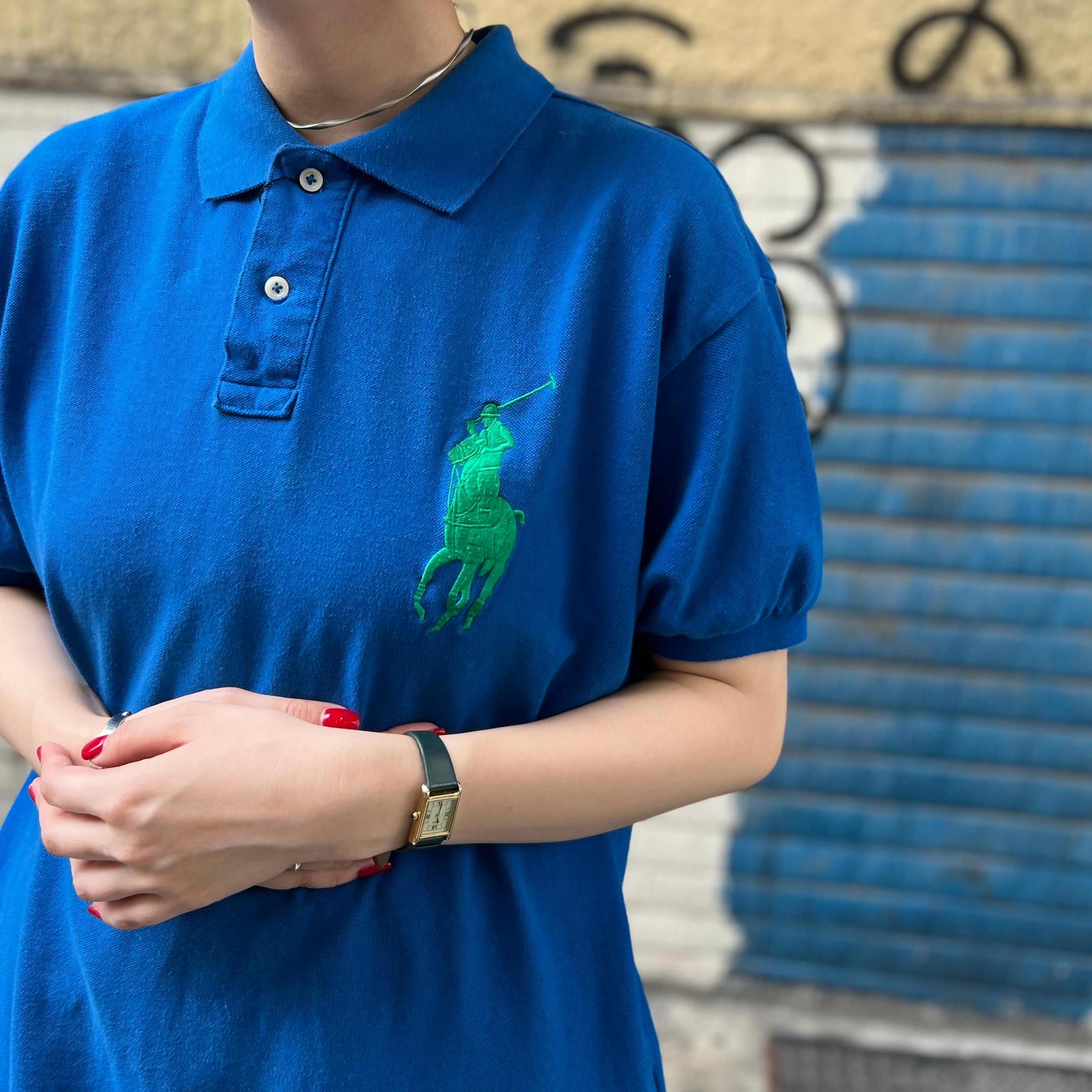 90s polo ラルフローレン ポロシャツ ワンポイント 刺繍 古着-