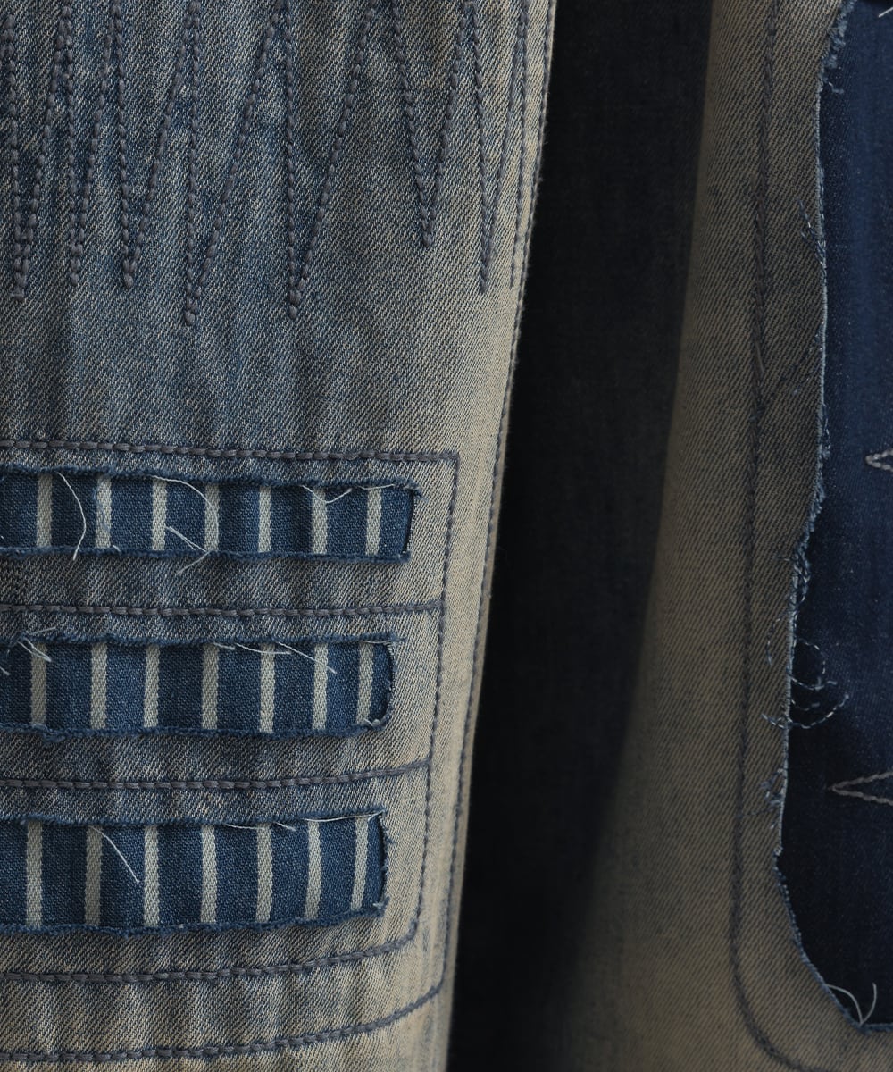 D262121 パッチワーク風ダメージデニムパンツ / Patchwork Style