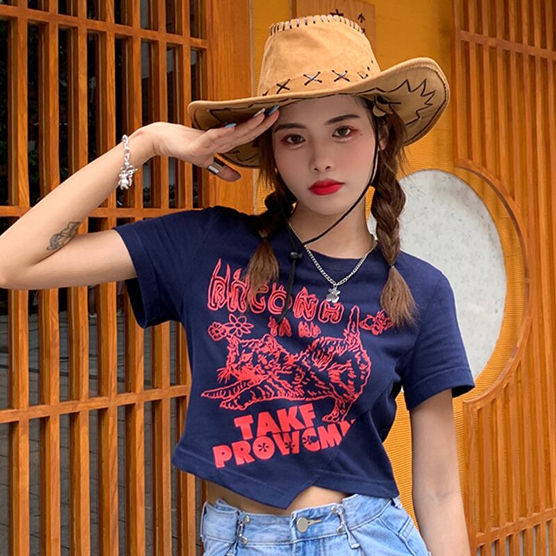 ショートTシャツ サマースタイルハイウェストウェストトップス かわいい 夏物 YY-ファッション89825572445
