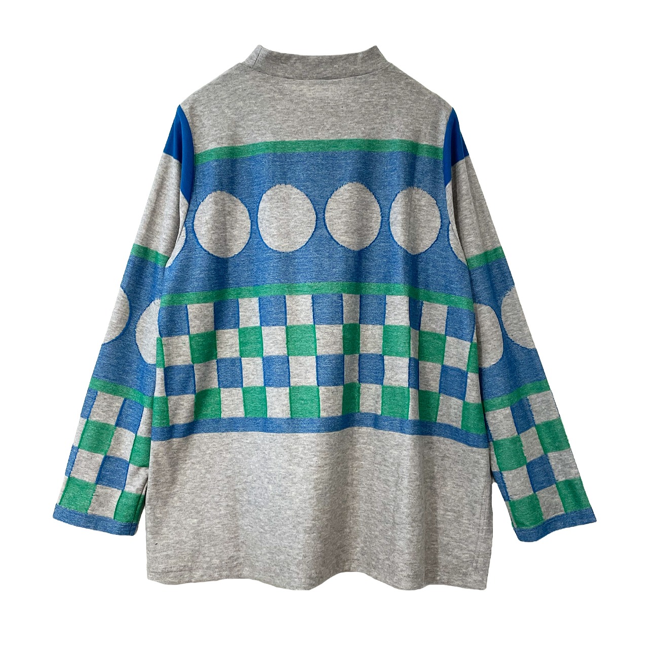 水玉＆ブロック　インレーインターシャチュニック【254-3222】Inlay Intarsia Tunic