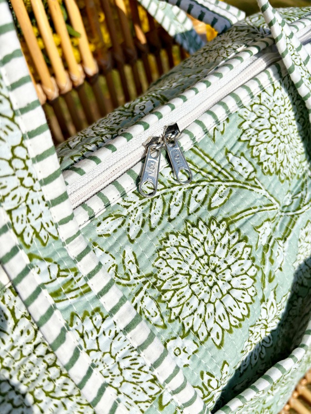 《Botanical Boston Bags ②》Green Flower（ショルダーストラップ付き）