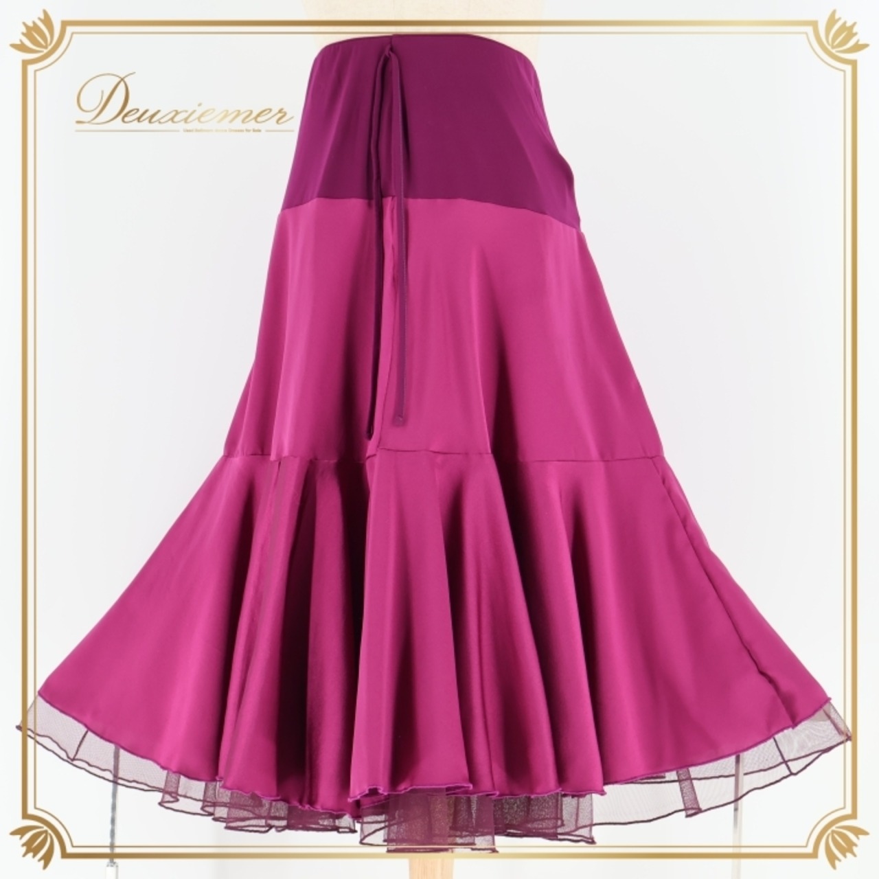 社交ダンス 衣装 スカート ラテン ミニ丈 パーティ レッスン 練習 ピンク 紫 レース 光沢 綺麗 かわいい ピンク系 パープル系 フレア 大人用 おしゃれ ダンスウェア 発表会 エレガント シンプル