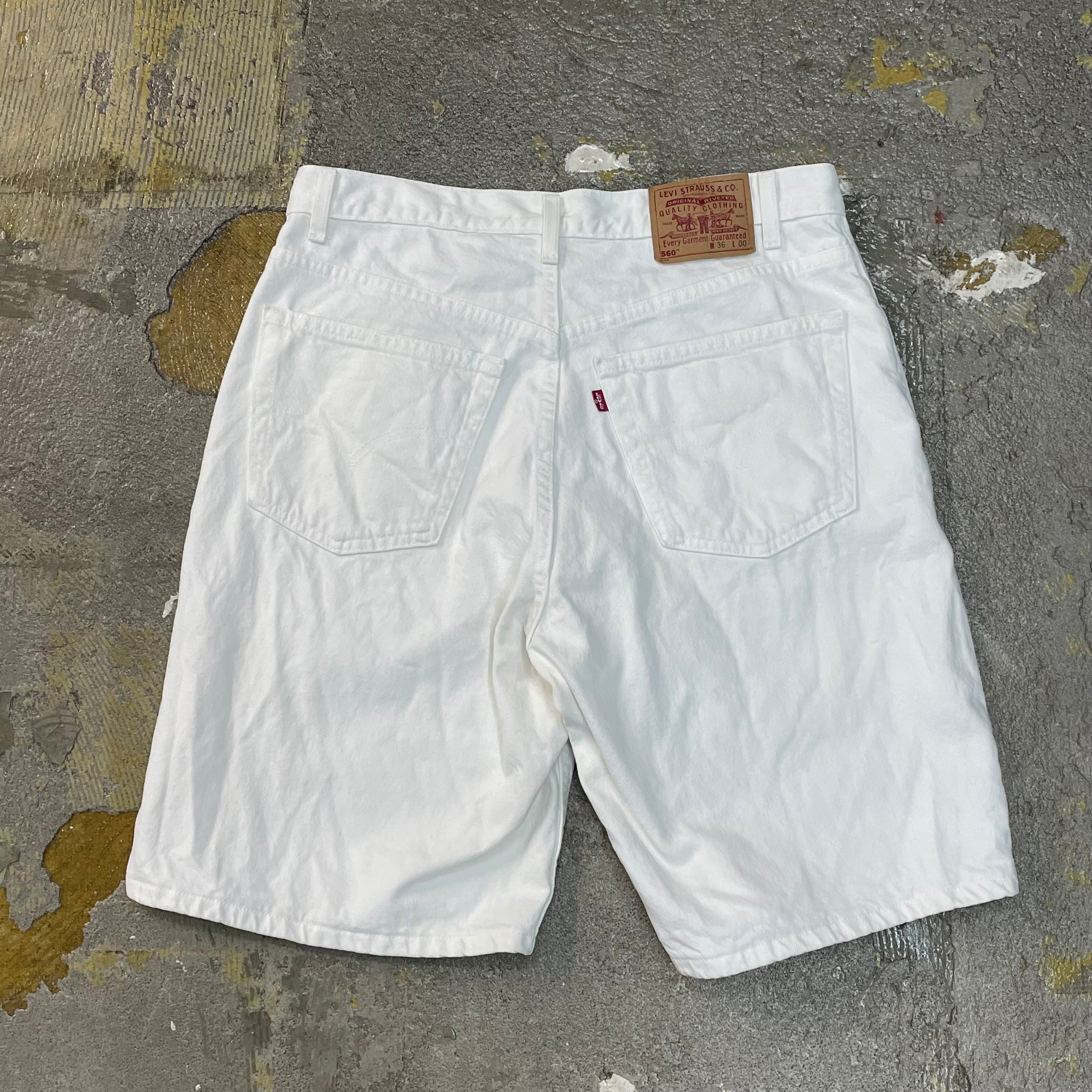 90s USA製 Levi's リーバイス 560 バギー デニムショーツ ホワイト