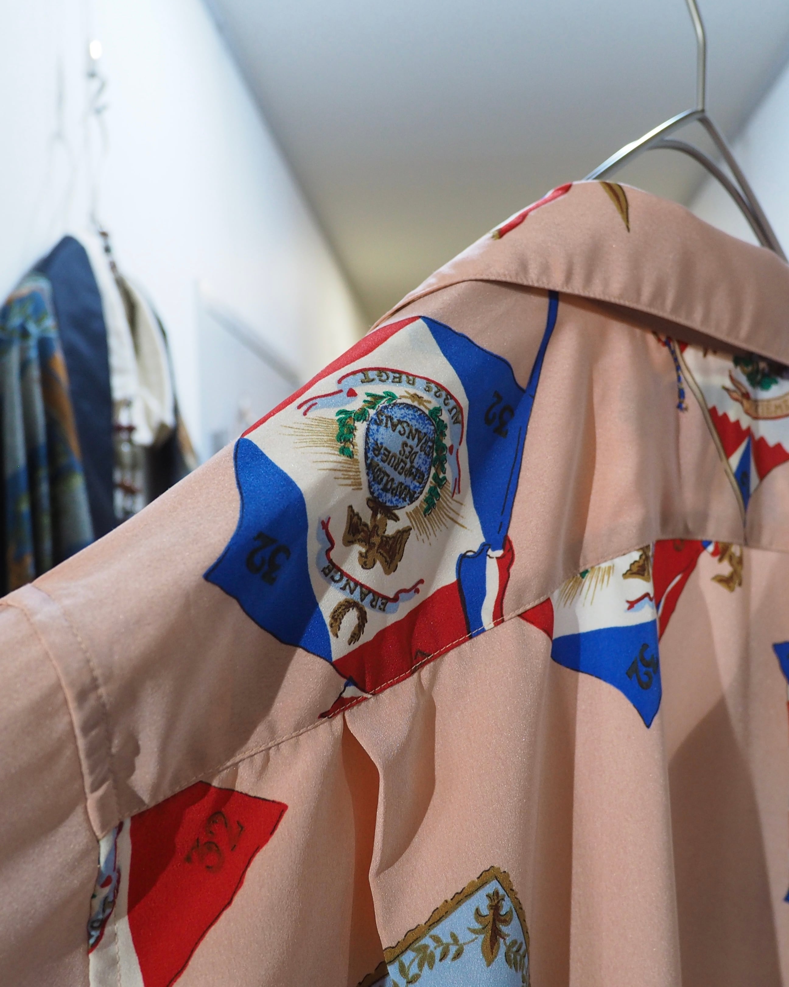 1990s " Karl Helmut " Flag pattern Design vintage SS open Collar shirt