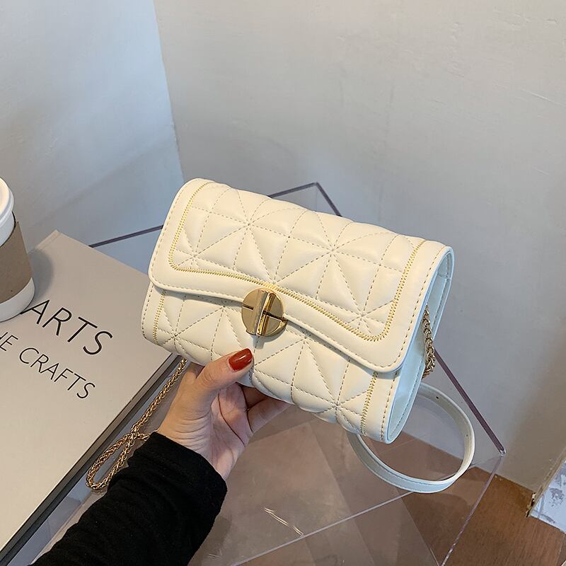 白いバッグ女性2020新しいトレンディな野生のダイヤモンドチェーンショルダーメッセンジャーバッグ夏ネット赤い小さな正方形のバッグ Tiancai_Wing_Bag3072298